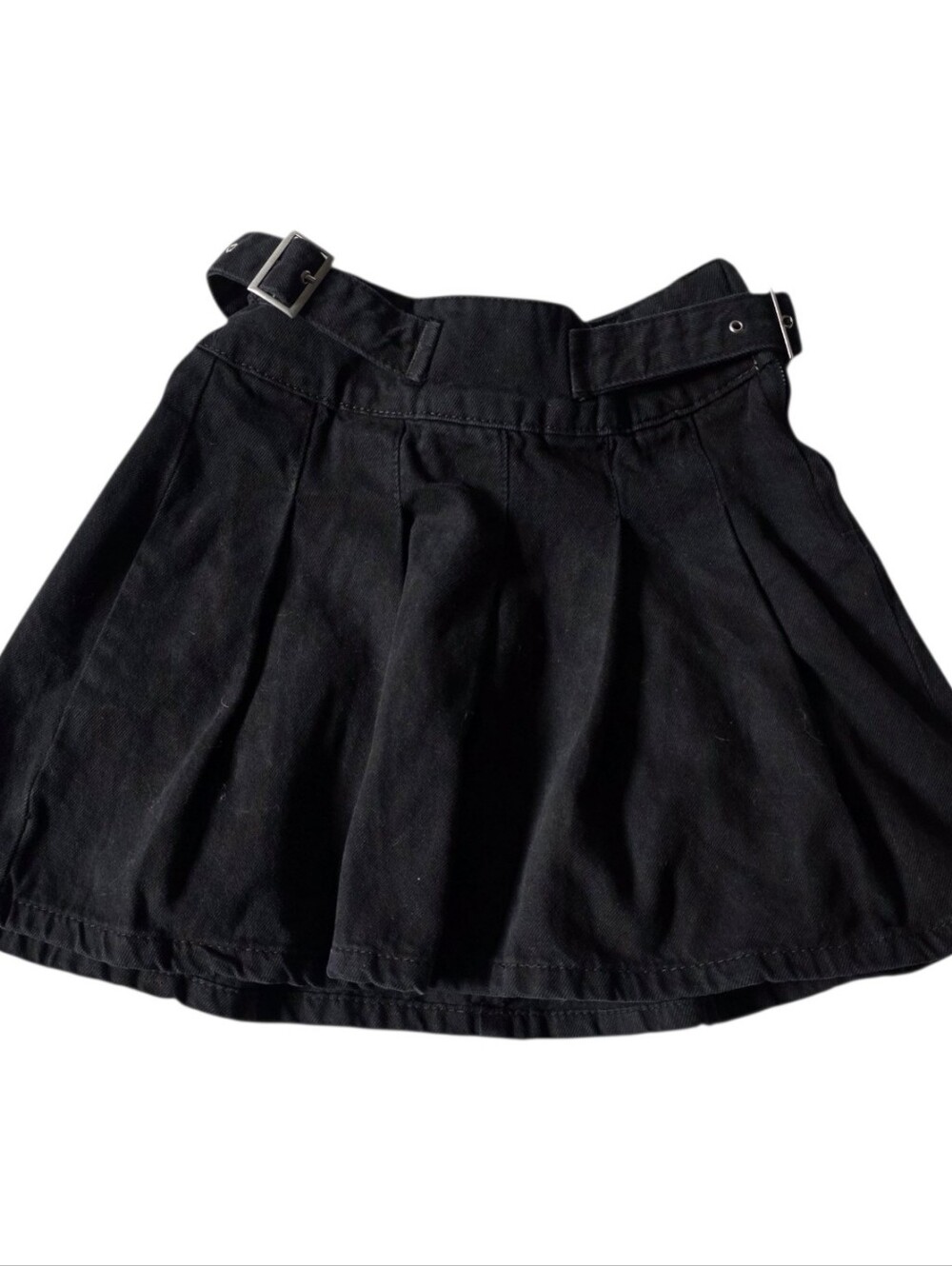 Primark black denim pleated skirt with adjustable side belts